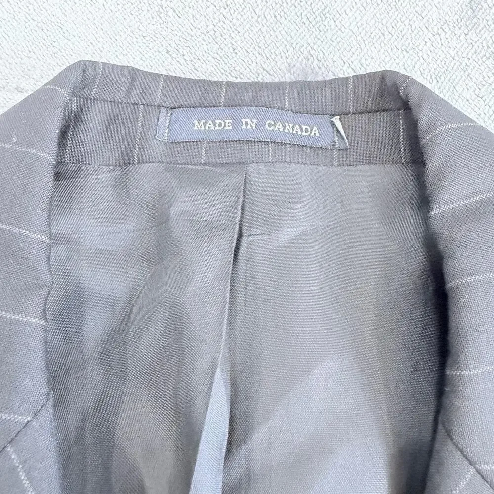 Chaps Men's Blazer Sport Coat Wool Cashmere Blend Sz 37s Dark Blue W/ Pin Stripe